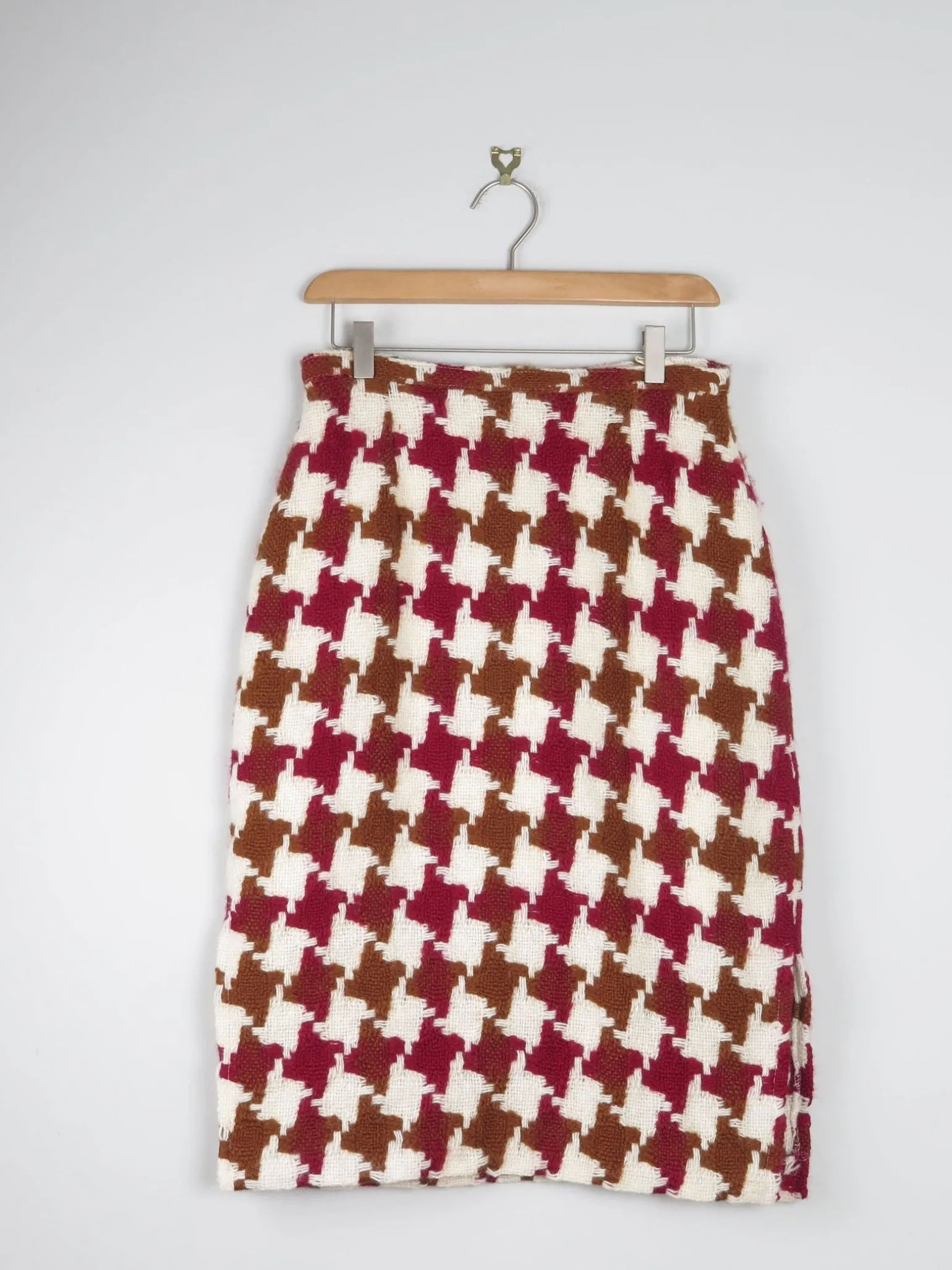 Vintage Tweed Pencil Skirt Green & Wine S