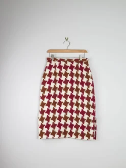 Vintage Tweed Pencil Skirt Green & Wine S