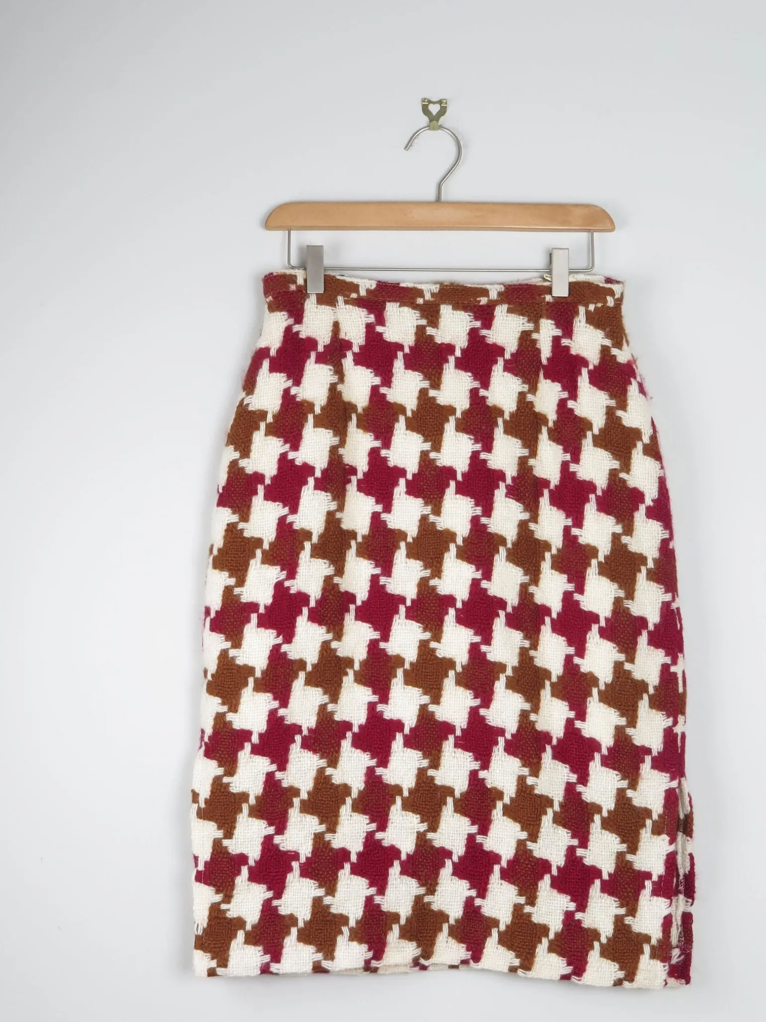 Vintage Tweed Pencil Skirt Green & Wine S
