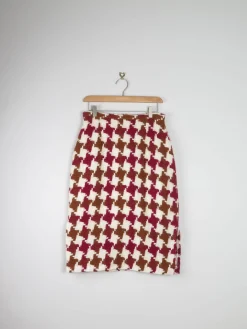 Vintage Tweed Pencil Skirt Green & Wine S