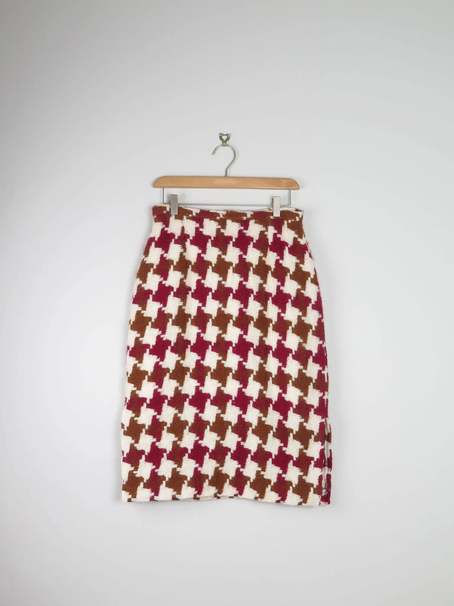 Vintage Tweed Pencil Skirt Green & Wine S