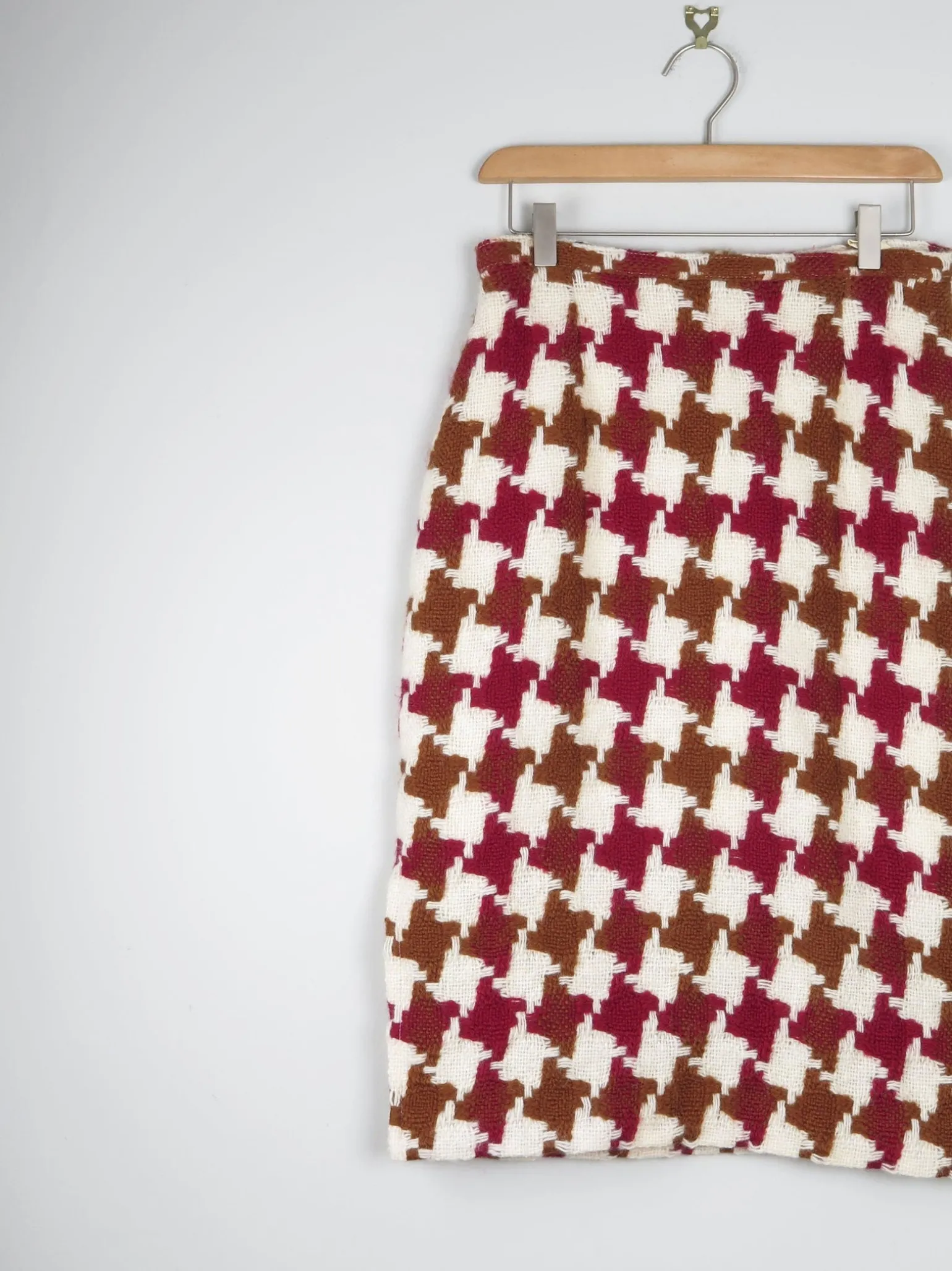 Vintage Tweed Pencil Skirt Green & Wine S