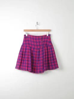 Vintage Tweed Pink & Purple Mini Skirt 27" W