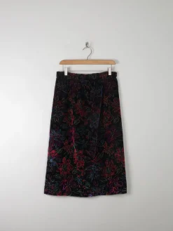Vintage Velvet Appliqué Skirt M