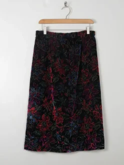 Vintage Velvet Appliqué Skirt M