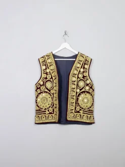 Vintage Velvet Indian Mirrored Waistcoat M