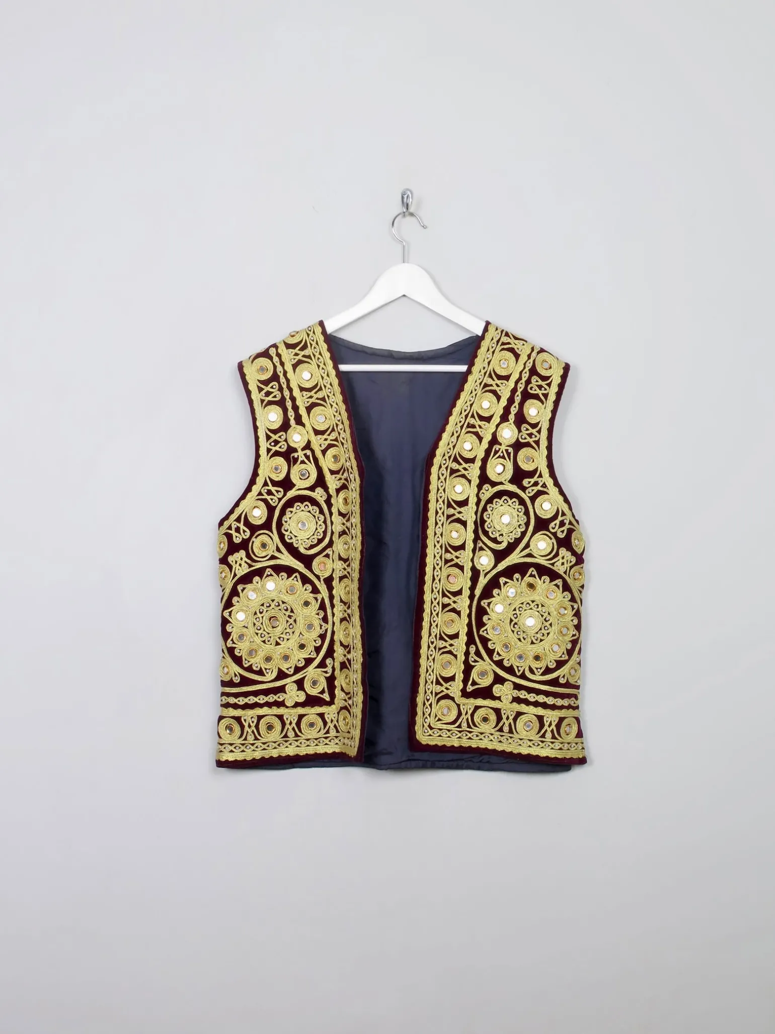 Vintage Velvet Indian Mirrored Waistcoat M