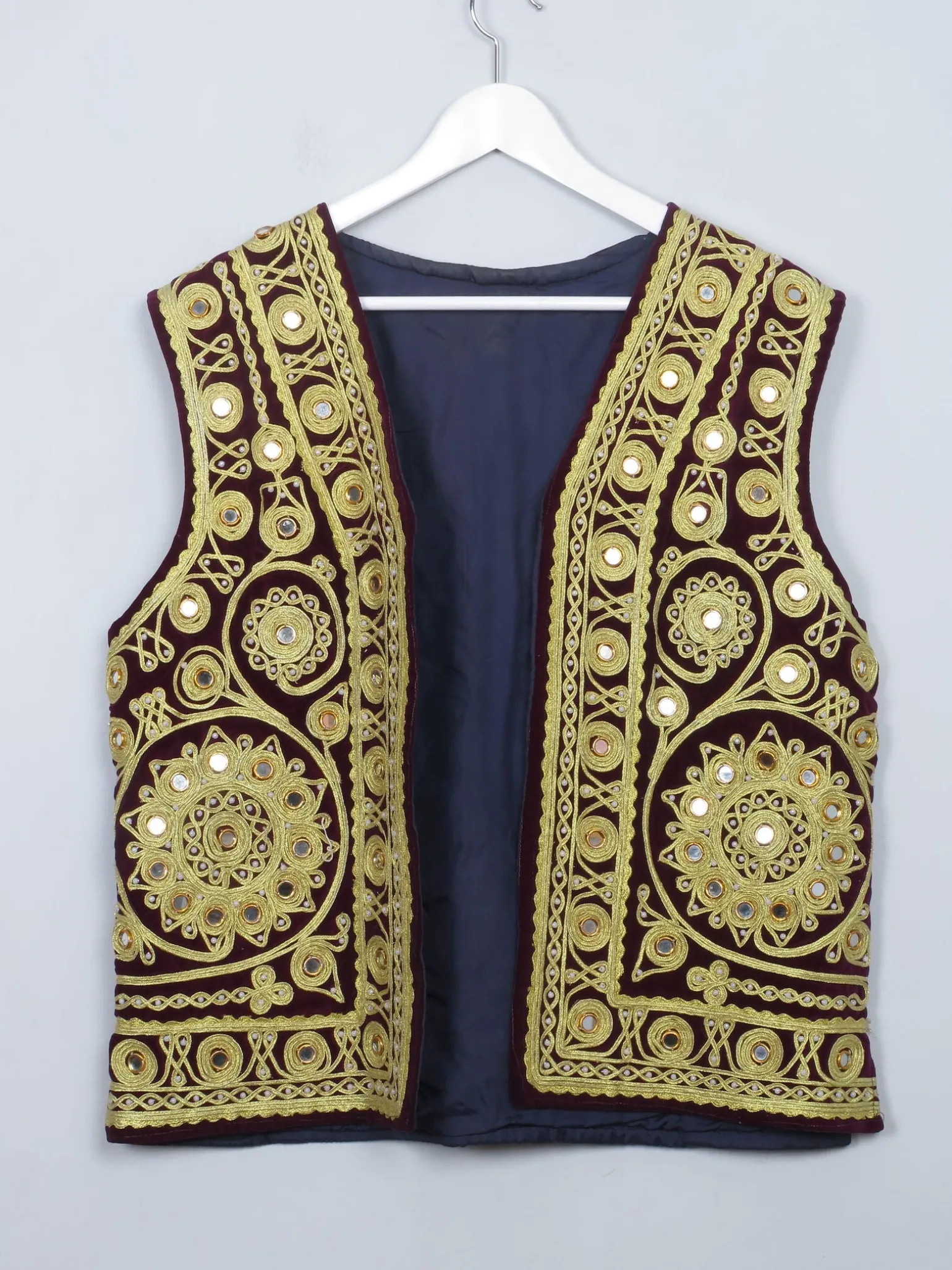 Vintage Velvet Indian Mirrored Waistcoat M