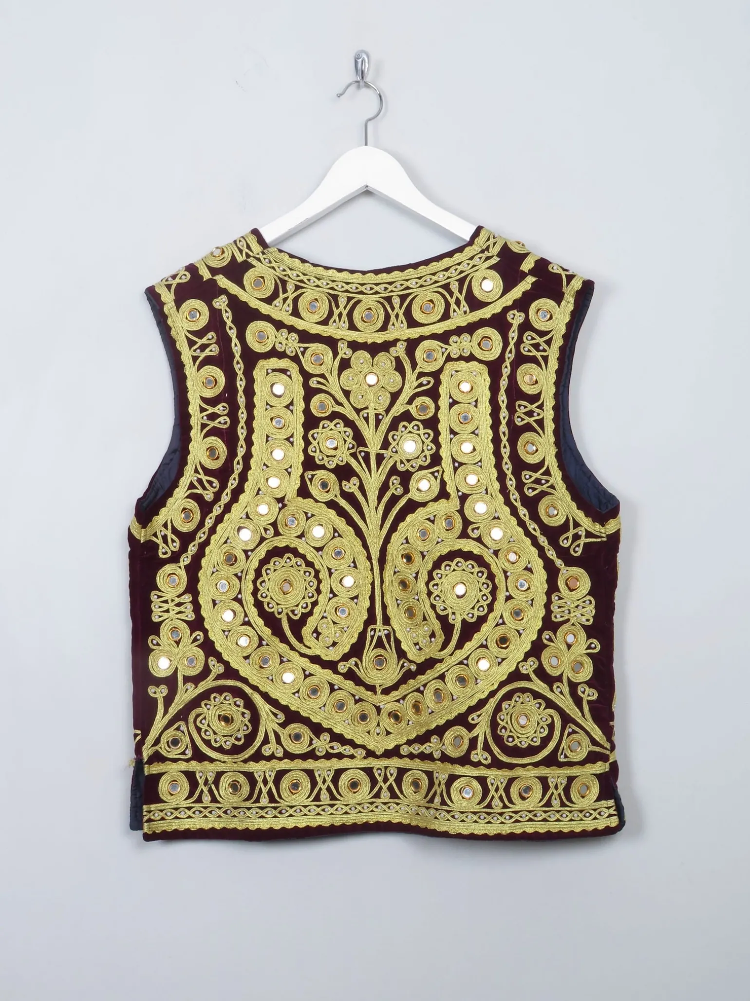 Vintage Velvet Indian Mirrored Waistcoat M