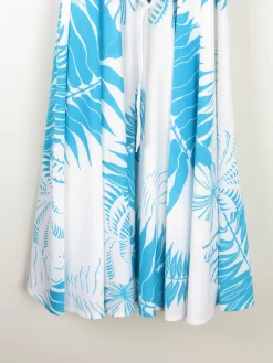 Vintage White & Turquoise 1970s Summer Dress S
