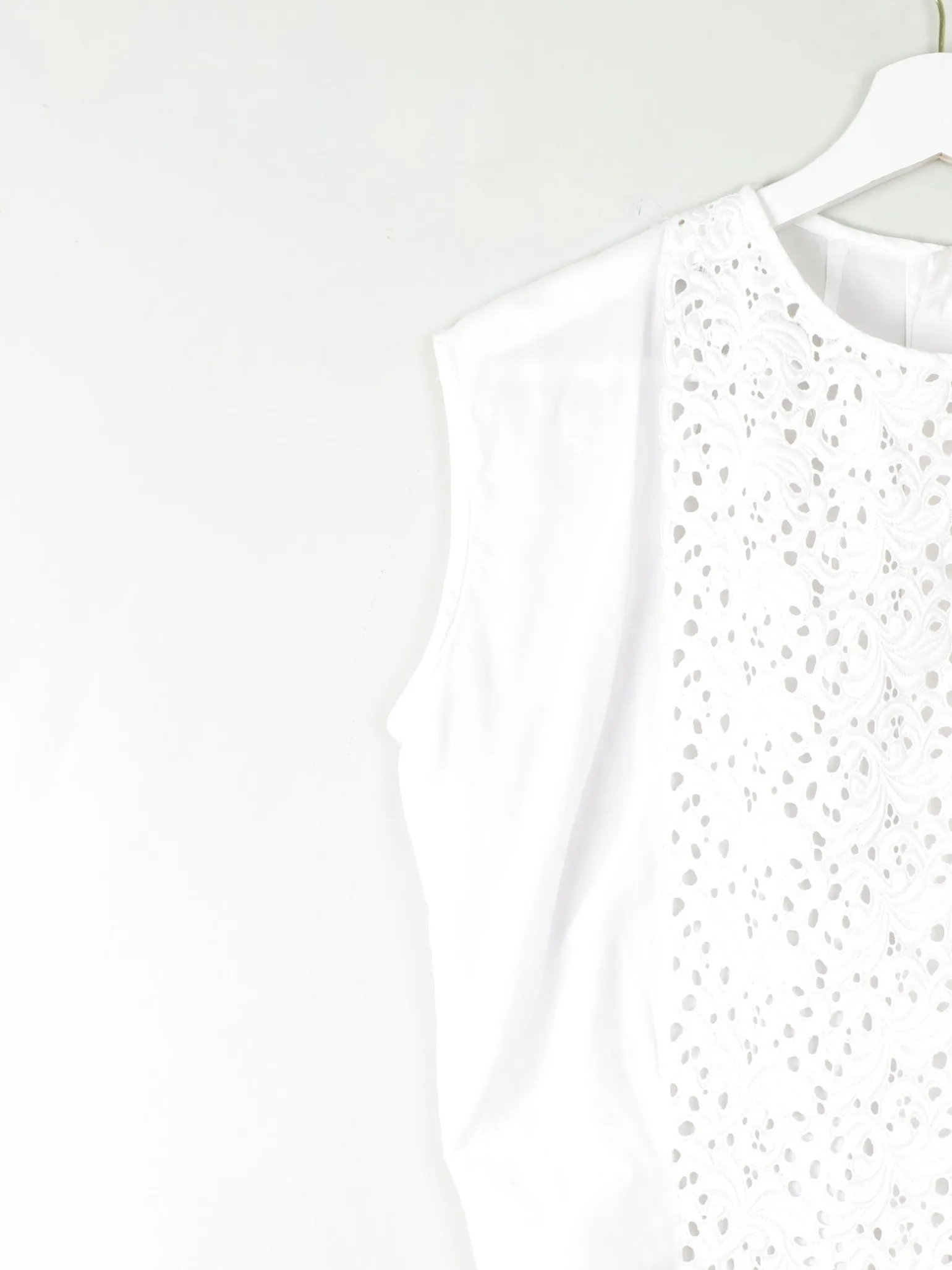 Vintage White Blouse With Lace Panel M