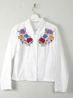 Vintage White Blouse With Embroidery Detail M