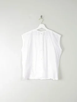 Vintage White Blouse With Lace Panel M