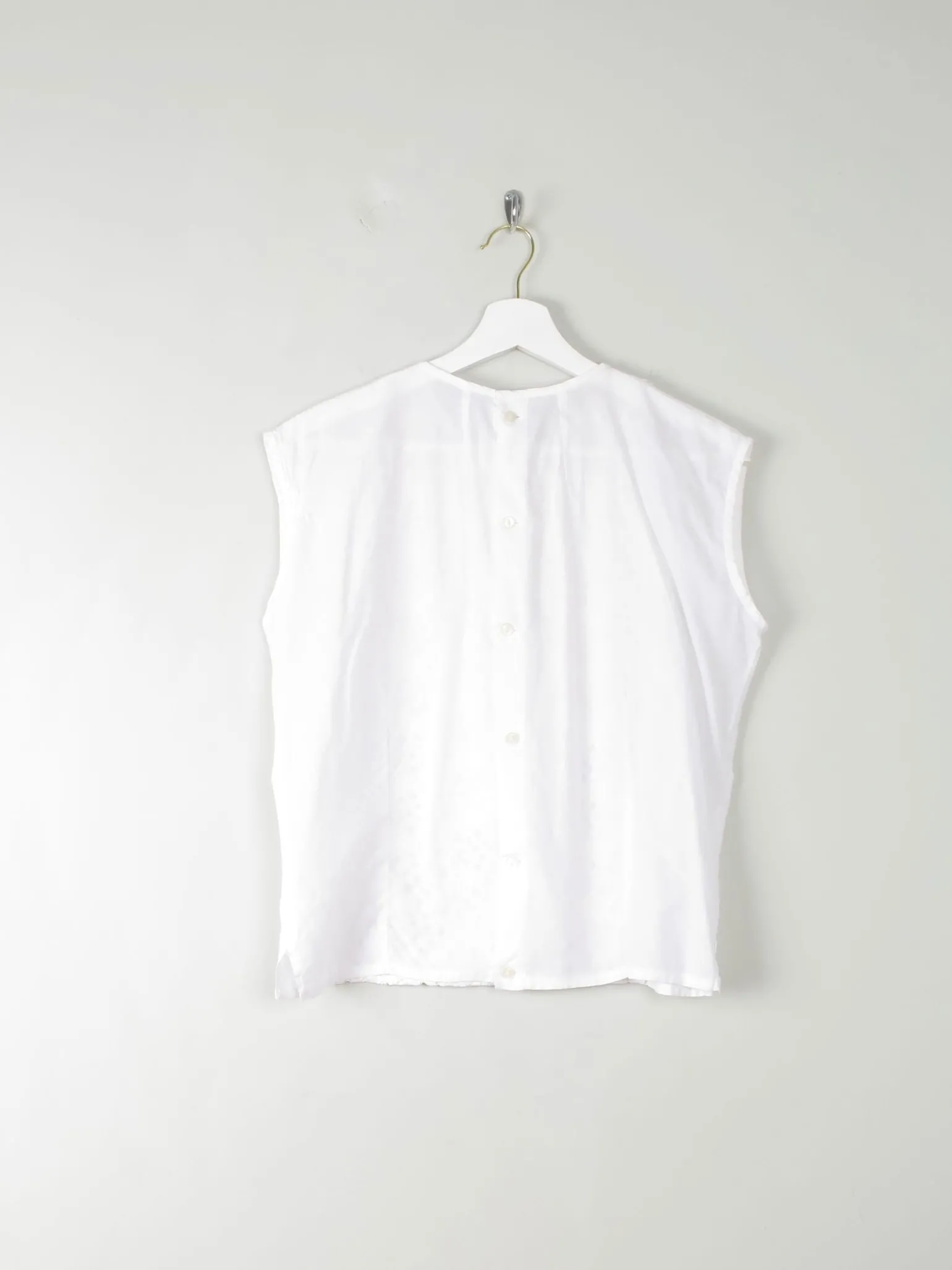 Vintage White Blouse With Lace Panel M