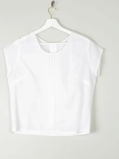 Vintage White Blouse With Short Sleeves L