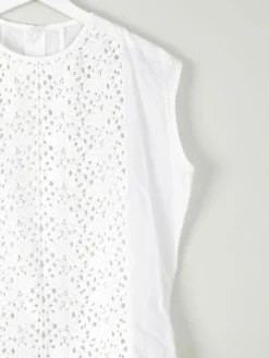 Vintage White Blouse With Lace Panel M