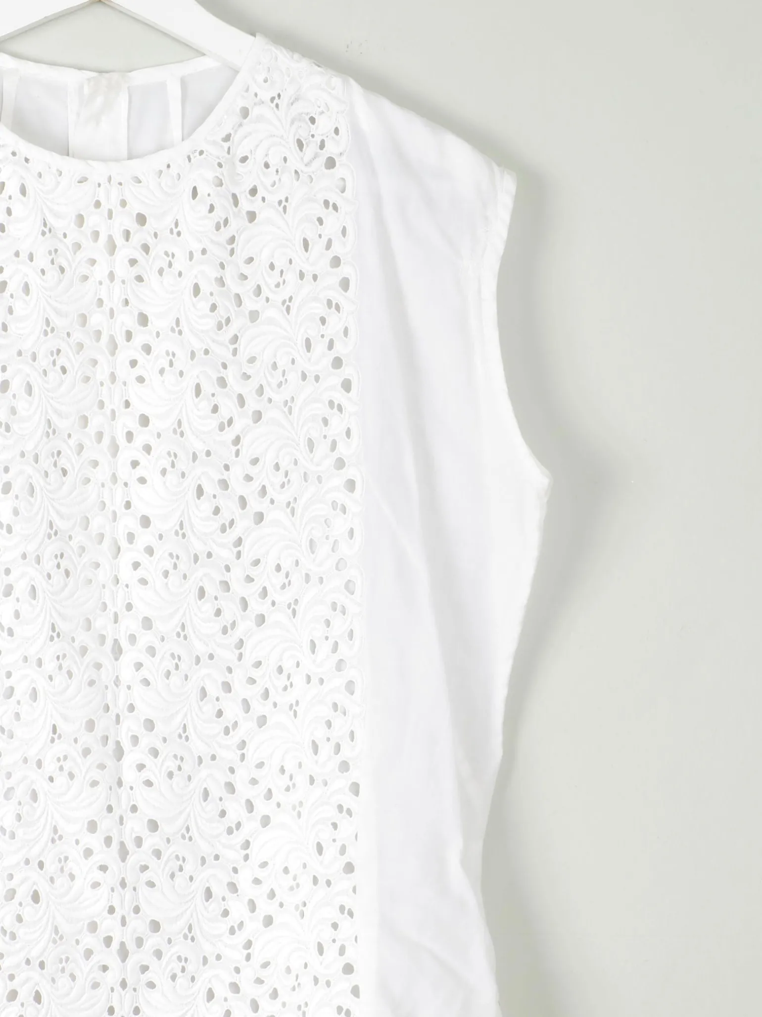 Vintage White Blouse With Lace Panel M