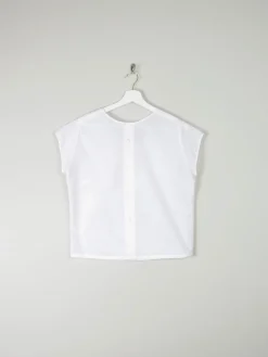 Vintage White Blouse With Short Sleeves L