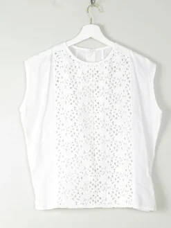 Vintage White Blouse With Lace Panel M
