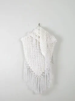 Vintage White Bobble Shawl/Scarf