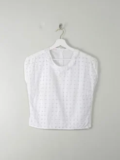 Vintage White Broderie Anglaise Blouse S/M