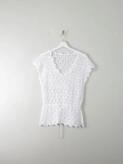 Vintage White Crochet Top M