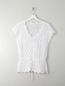 Vintage White Crochet Top M