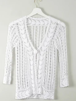 Vintage White Hand Crocheted Cardigan/Jacket S
