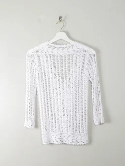 Vintage White Hand Crocheted Cardigan/Jacket S