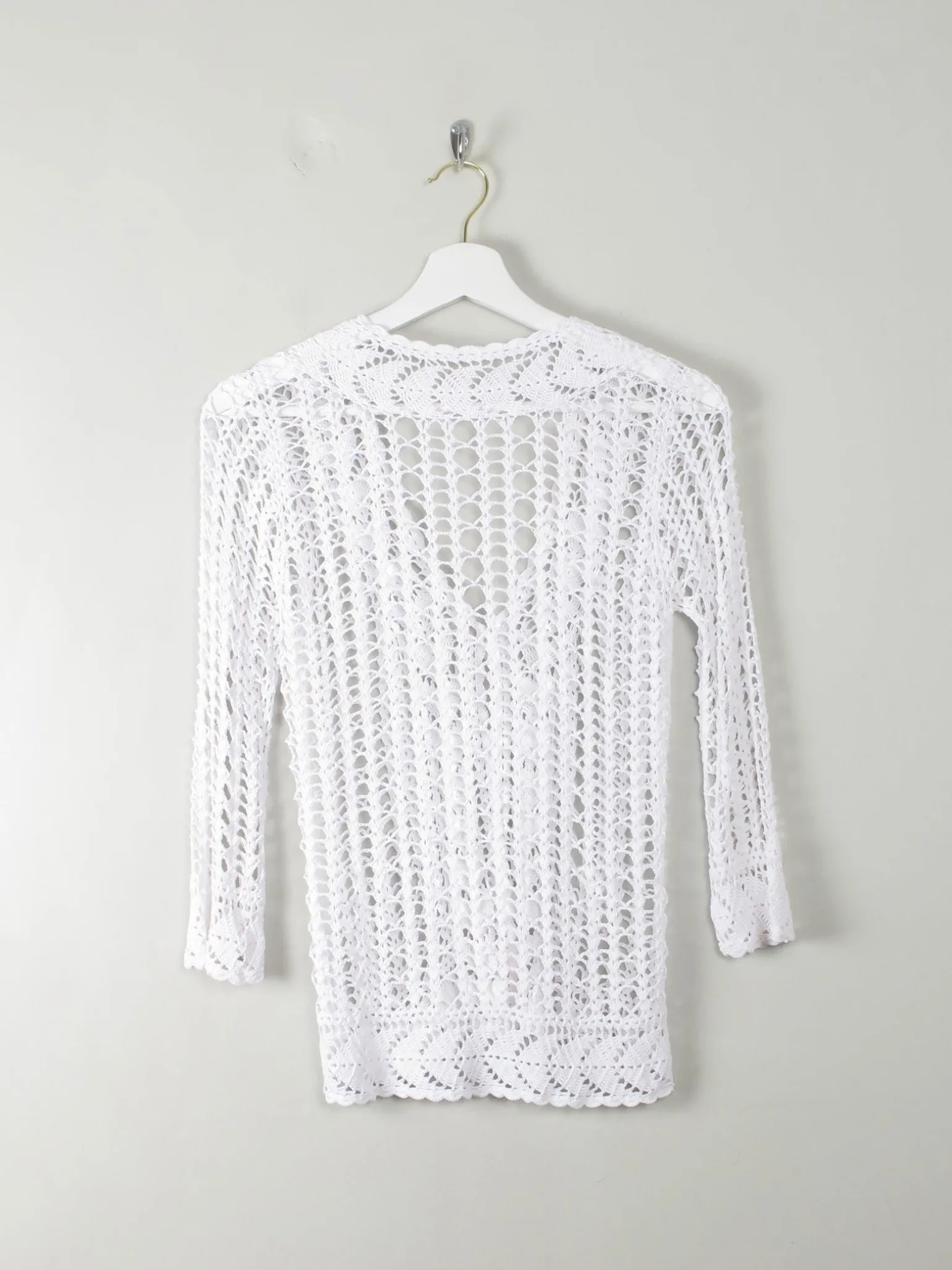 Vintage White Hand Crocheted Cardigan/Jacket S