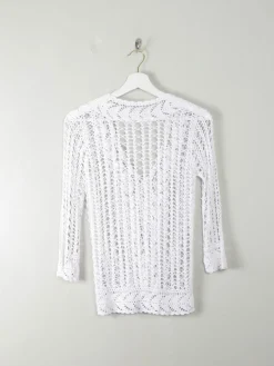 Vintage White Hand Crocheted Cardigan/Jacket S