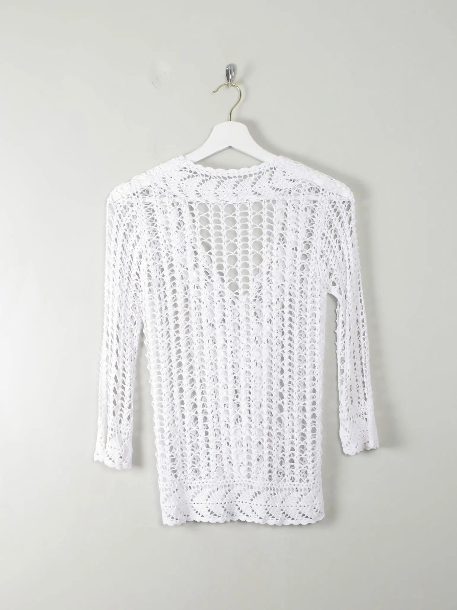 Vintage White Hand Crocheted Cardigan/Jacket S