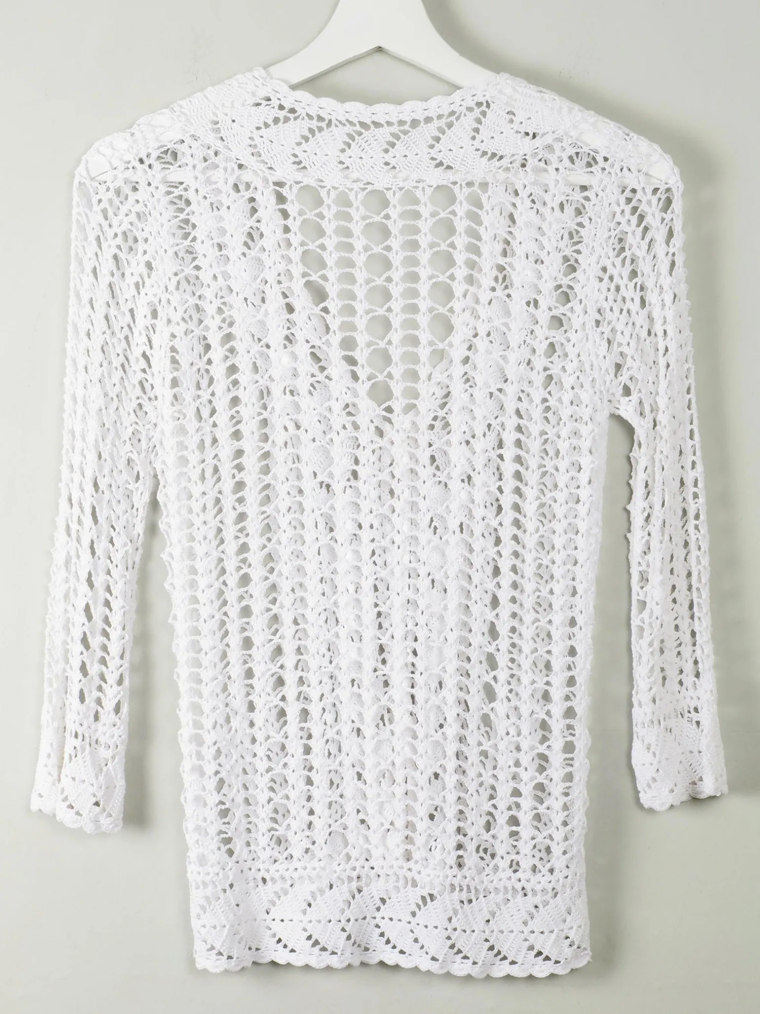Vintage White Hand Crocheted Cardigan/Jacket S