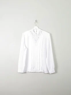 Vintage White High Neck Blouse L/XL