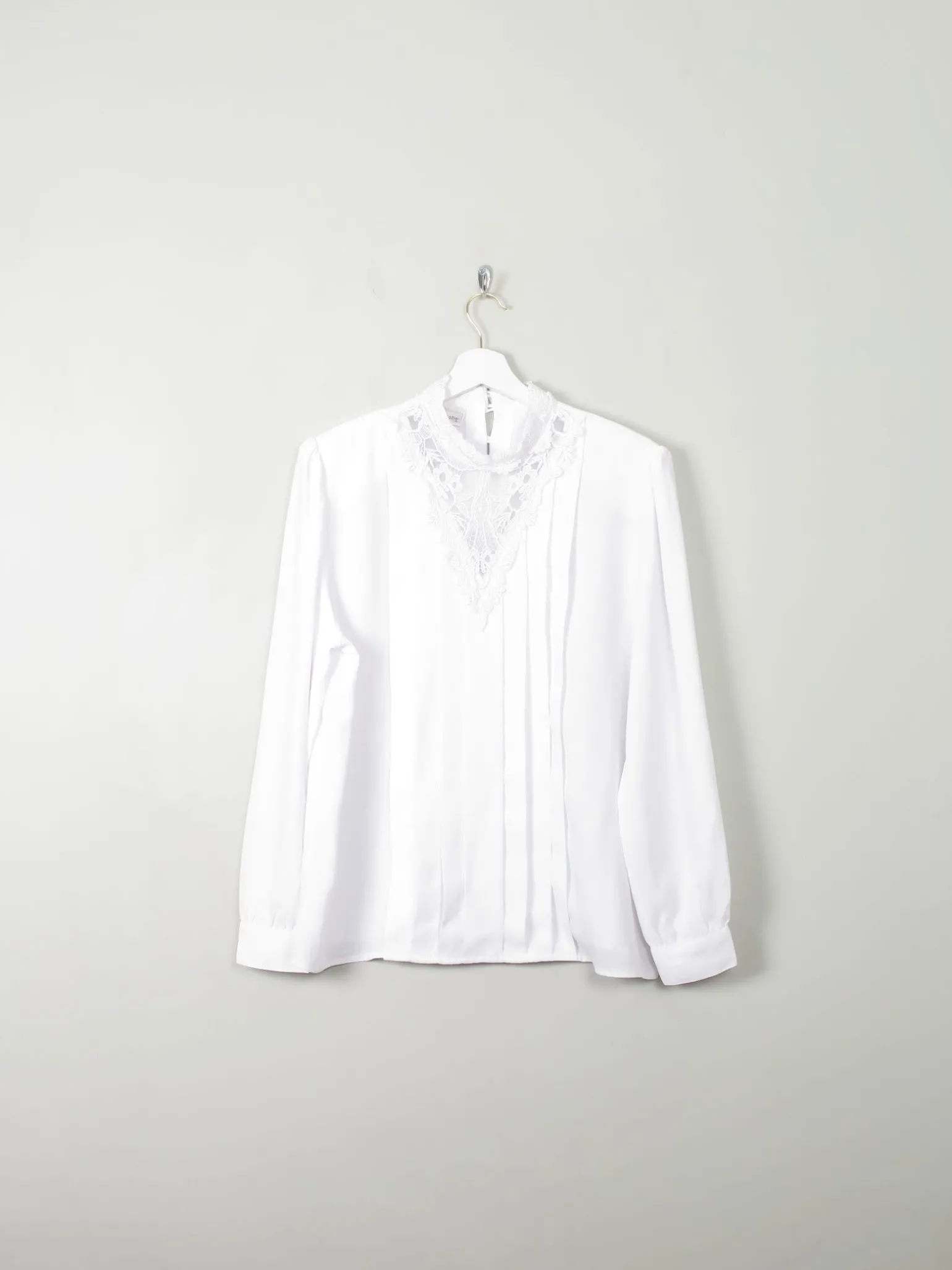 Vintage White High Neck Blouse L/XL