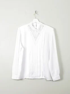 Vintage White High Neck Blouse L/XL
