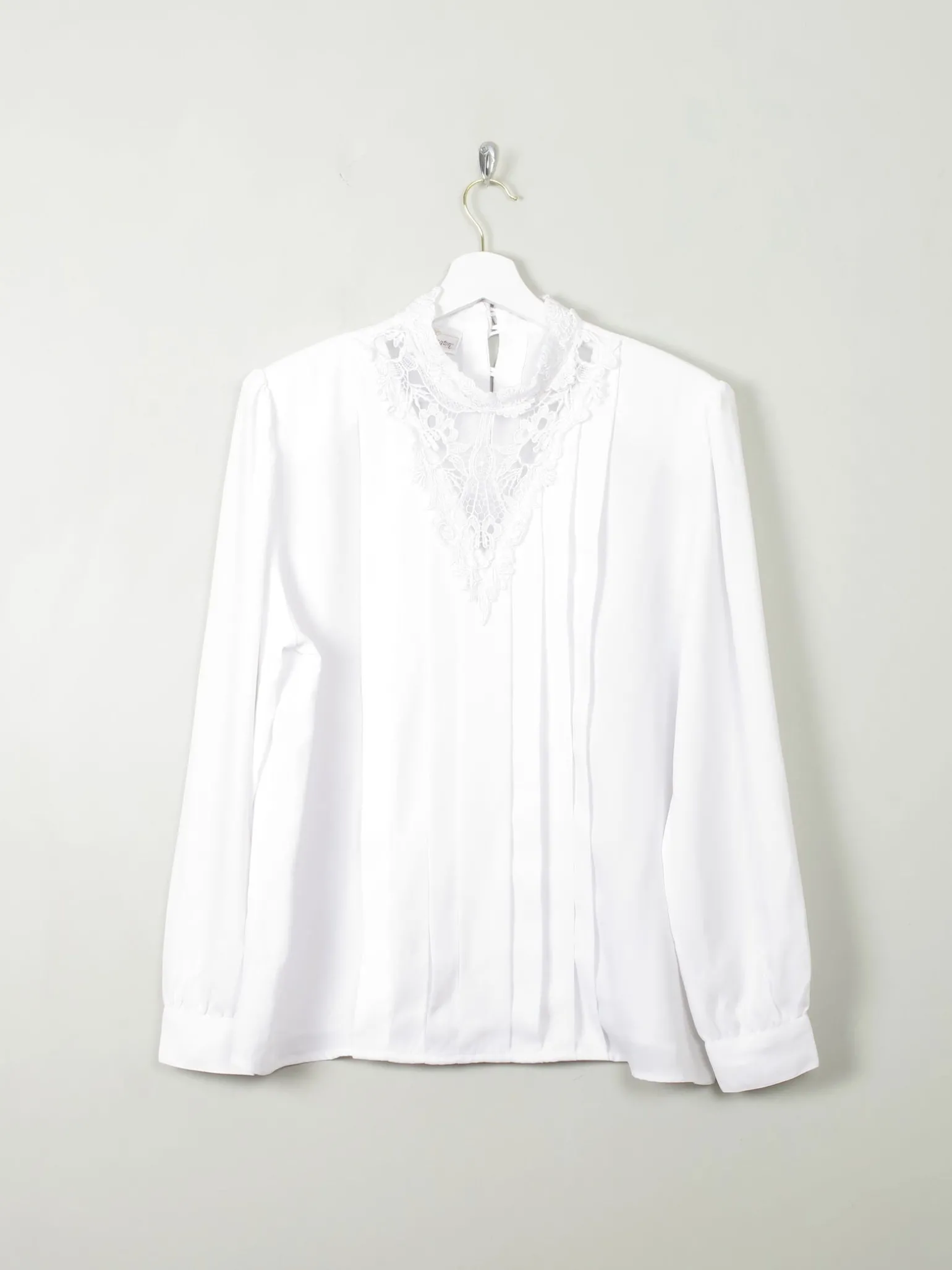 Vintage White High Neck Blouse L/XL