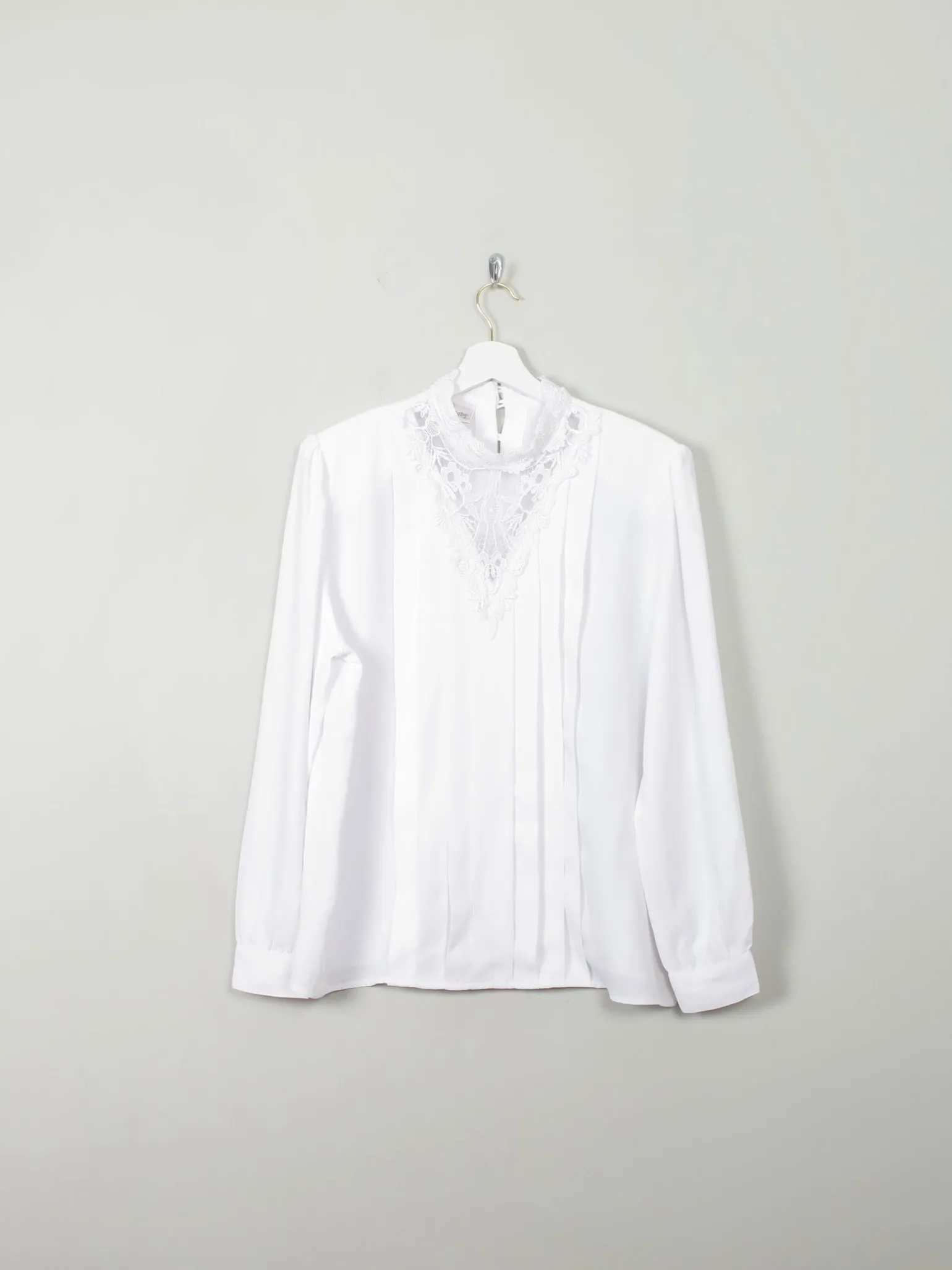 Vintage White High Neck Blouse L/XL