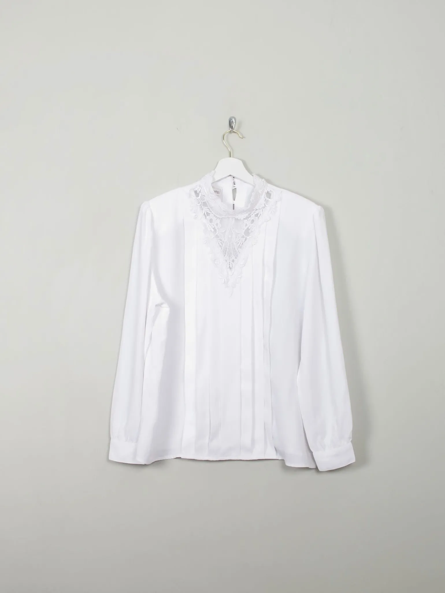 Vintage White High Neck Blouse L/XL
