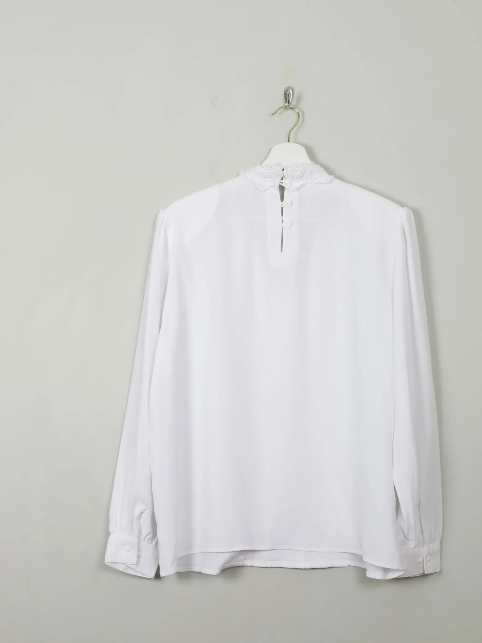 Vintage White High Neck Blouse L/XL