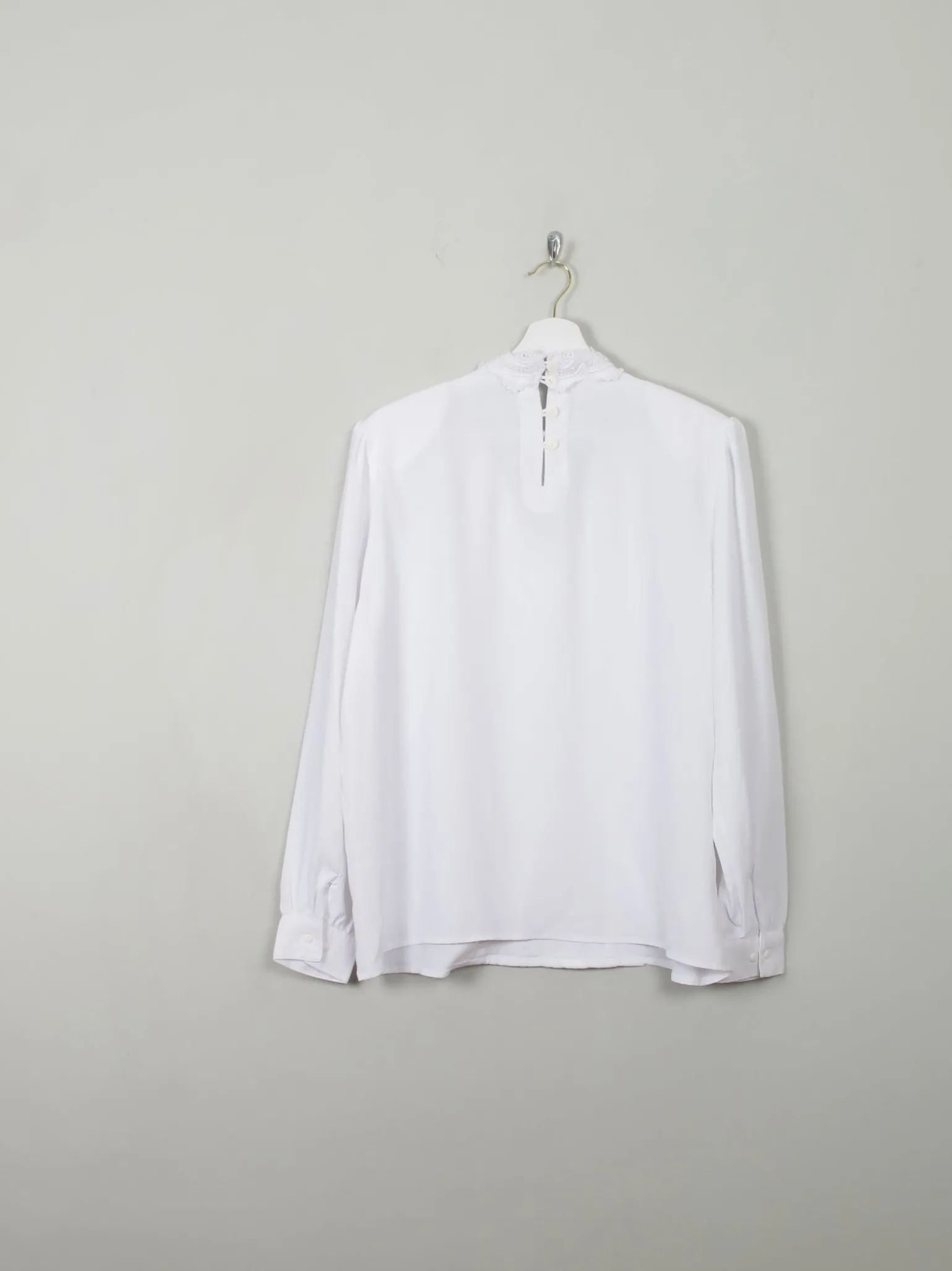 Vintage White High Neck Blouse L/XL
