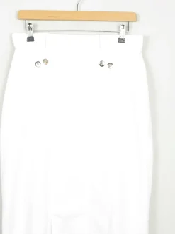 Vintage White Knee Length High Waist Skirt 10/12 30W