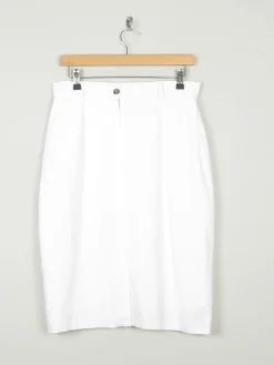 Vintage White Knee Length High Waist Skirt 10/12 30W