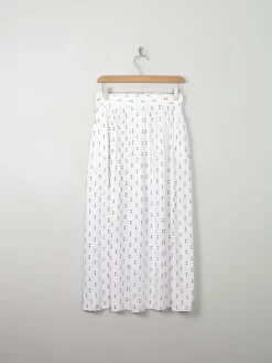 Vintage White Printed Midi Skirt S