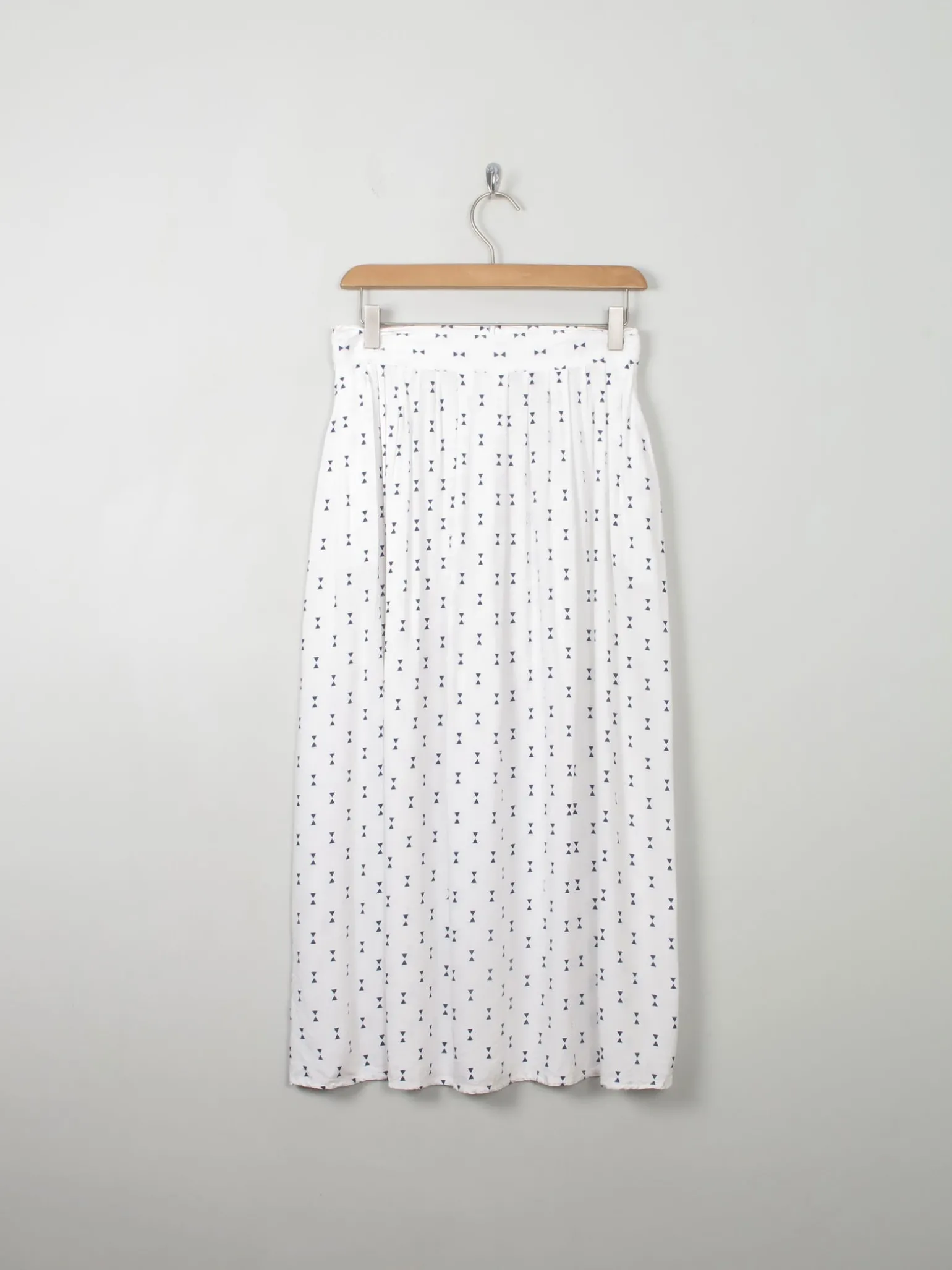 Vintage White Printed Midi Skirt S