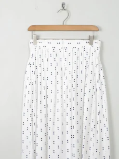 Vintage White Printed Midi Skirt S