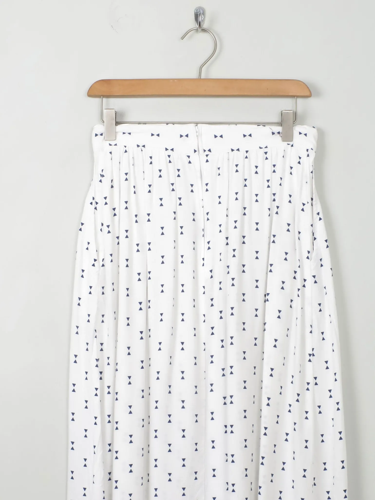 Vintage White Printed Midi Skirt S