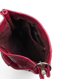 Vintage Wine Leather Hobo Shopper Shoulder Bag
