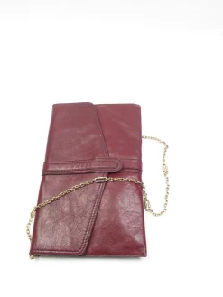 Vintage Wine Leather 1970s  Envelope Bag