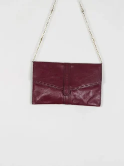 Vintage Wine Leather 1970s  Envelope Bag
